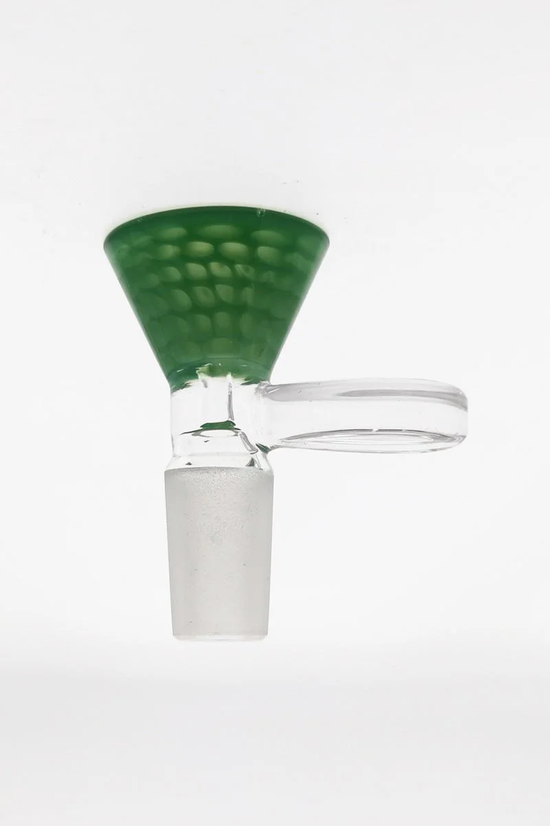 Single Hole Bong Slide Bowl Piece w/ Honeycomb Pattern Bowl & Handle - Image 9
