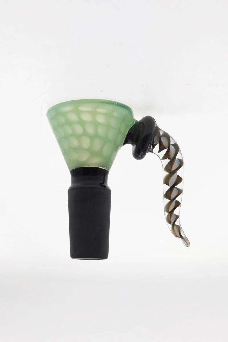 Single Hole Bong Slide Bowl Piece w/ Honeycomb Pattern Bowl & Twisted Handle