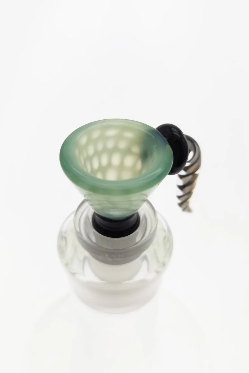 Single Hole Bong Slide Bowl Piece w/ Honeycomb Pattern Bowl & Twisted Handle - Image 3