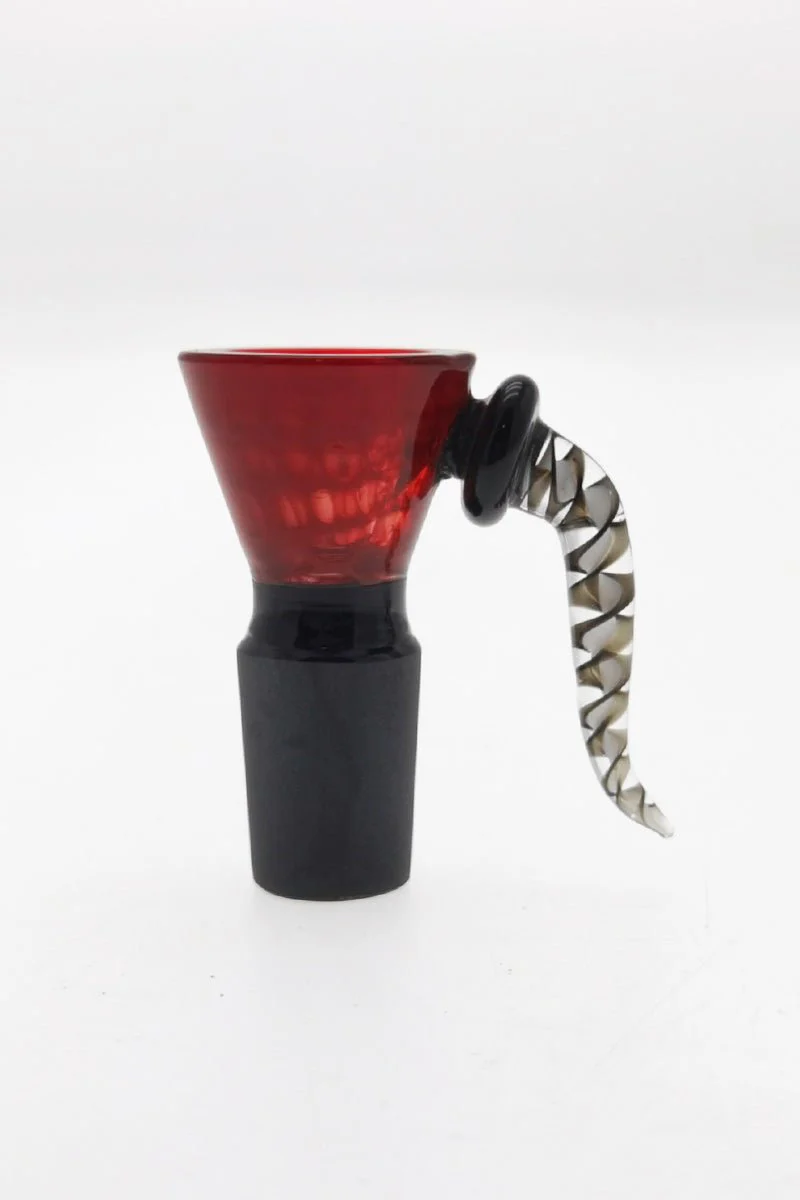 Single Hole Bong Slide Bowl Piece w/ Honeycomb Pattern Bowl & Twisted Handle - Image 4