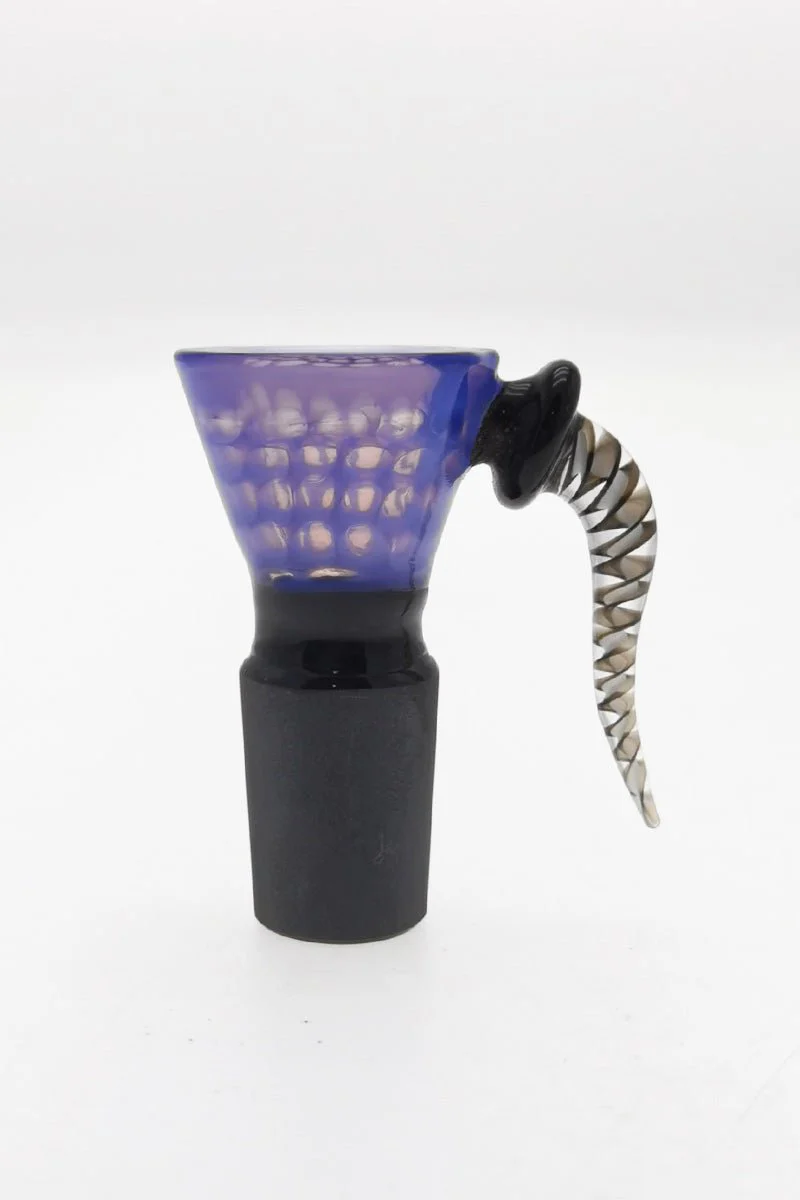 Single Hole Bong Slide Bowl Piece w/ Honeycomb Pattern Bowl & Twisted Handle - Image 5