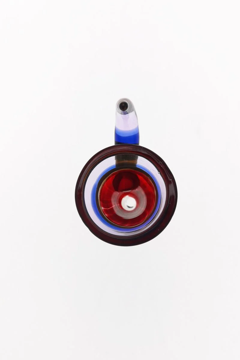 Single Hole Bong Slide Bowl Piece w/ Multi-Color Horn Handle - Image 2