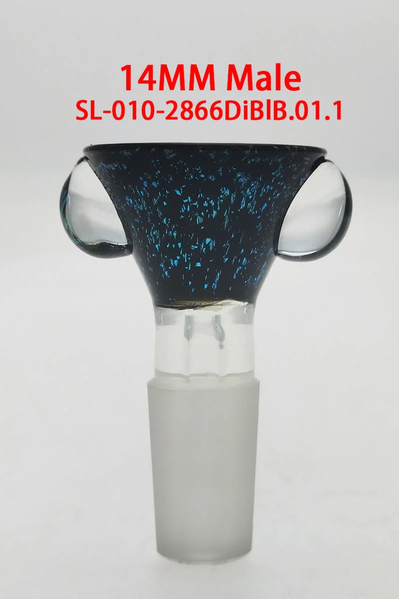 Single Hole Bong Slide Bowl Piece w/ Multi-Marble Handle - Image 26