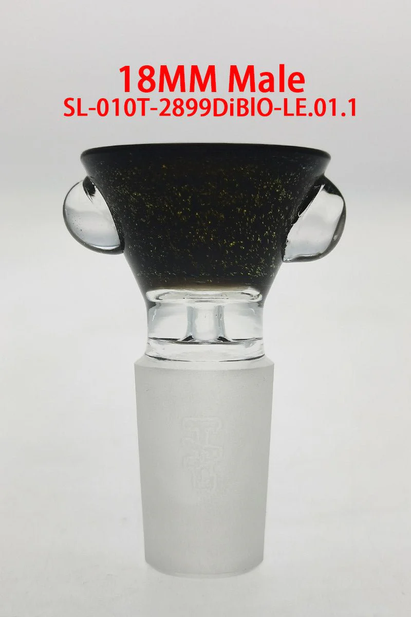 Single Hole Bong Slide Bowl Piece w/ Multi-Marble Handle - Image 43