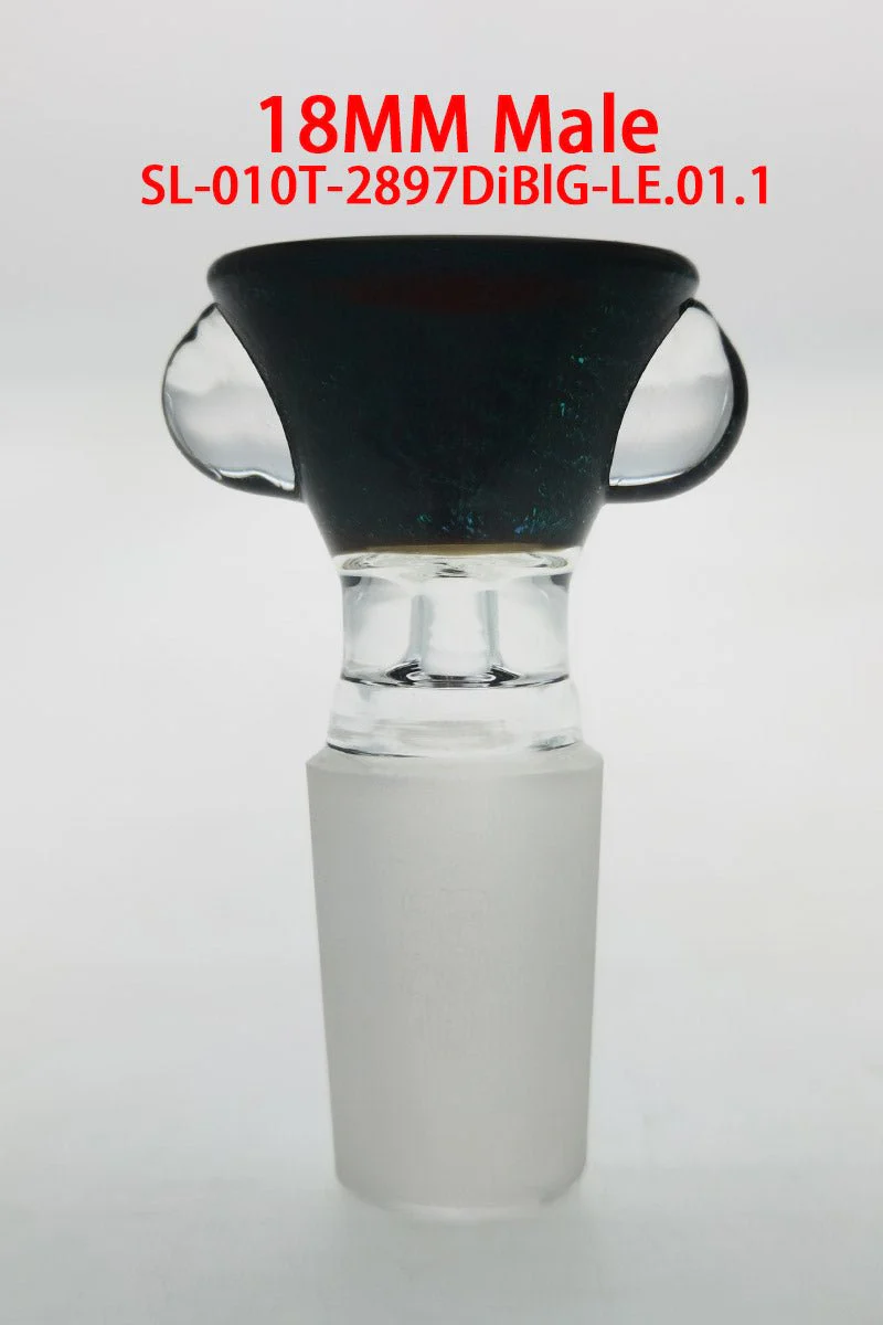 Single Hole Bong Slide Bowl Piece w/ Multi-Marble Handle - Image 49