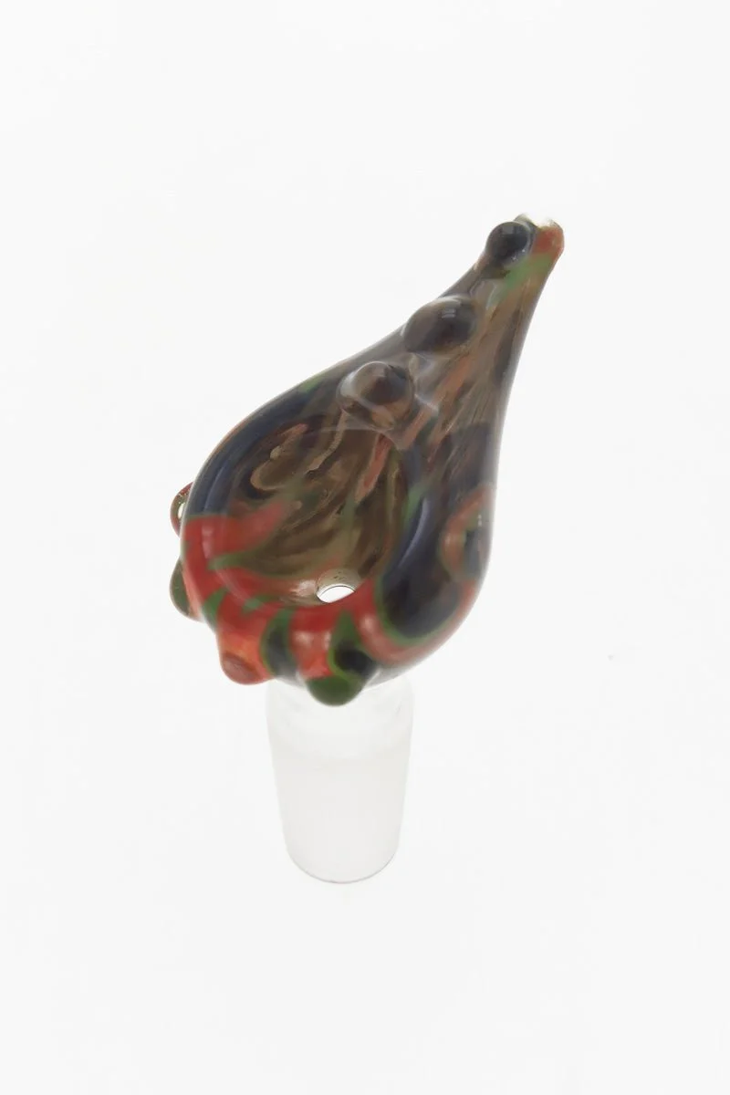 Single Hole Bong Slide Bowl Piece w/ Tear Drop Shaped Bowl & Handle (14MM Male)
