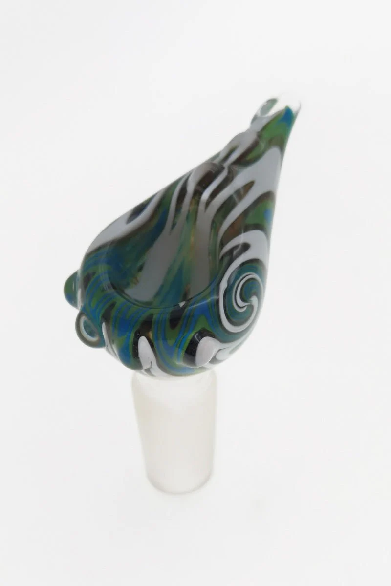 Single Hole Bong Slide Bowl Piece w/ Tear Drop Shaped Bowl & Handle (14MM Male) - Image 2
