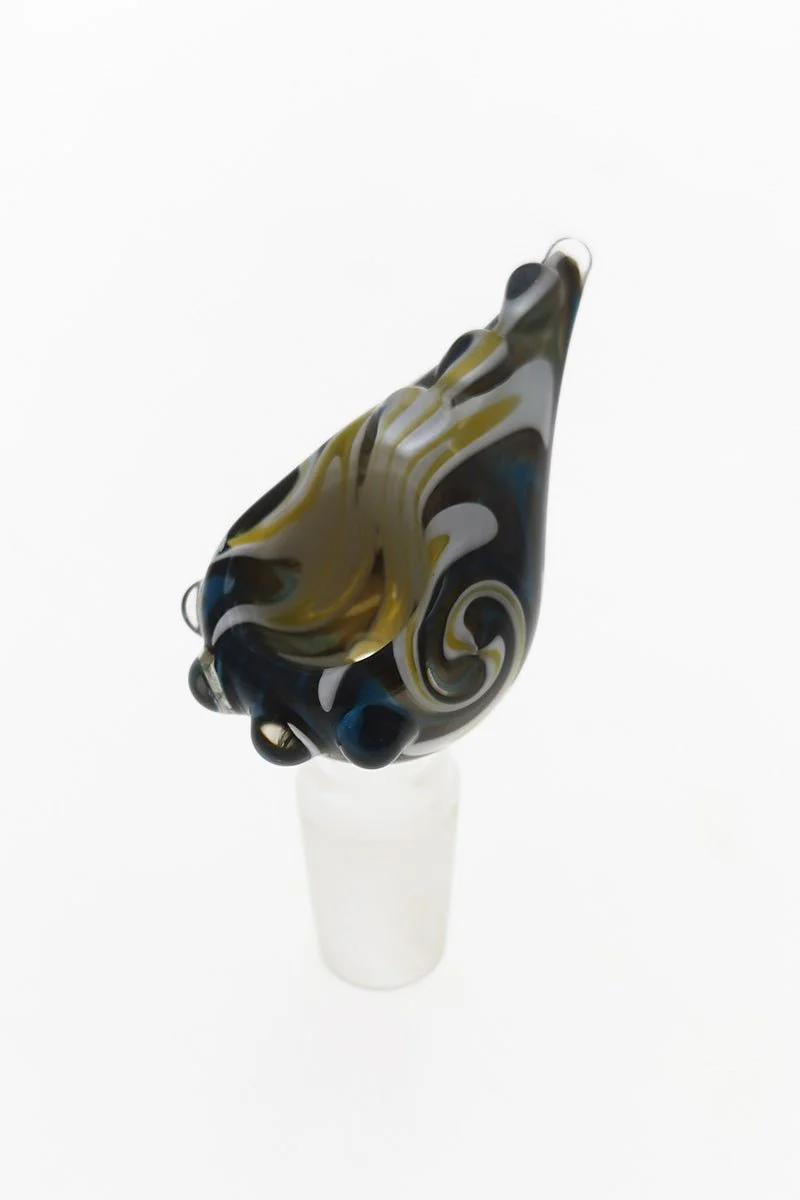 Single Hole Bong Slide Bowl Piece w/ Tear Drop Shaped Bowl & Handle (14MM Male) - Image 5