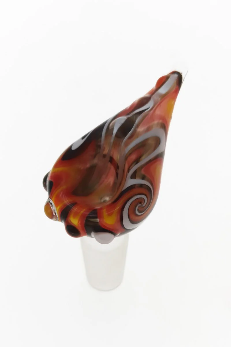 Single Hole Bong Slide Bowl Piece w/ Tear Drop Shaped Bowl & Handle (14MM Male) - Image 6