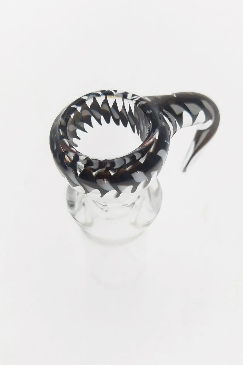 Single Hole Bong Slide Bowl Piece w/ Twised Horn Handle (18MM Male) - Image 3