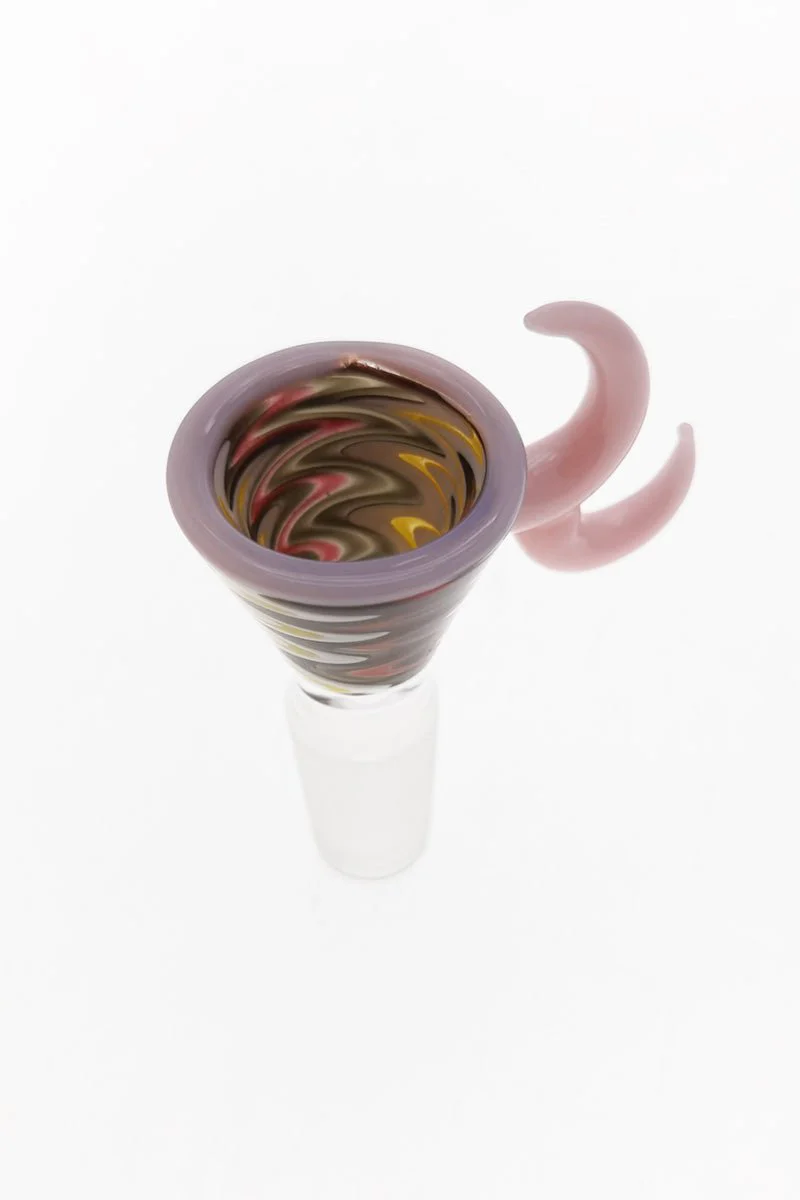 Single Hole Bong Slide Bowl Piece w/ WigWag Martini Shape Bowl & Double Horn Handle - Image 3
