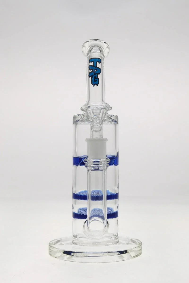 TAG - 12" Bent Neck Double Honeycomb with Spinning Splashguard Bong 65x5MM (18MM Female) - Image 16