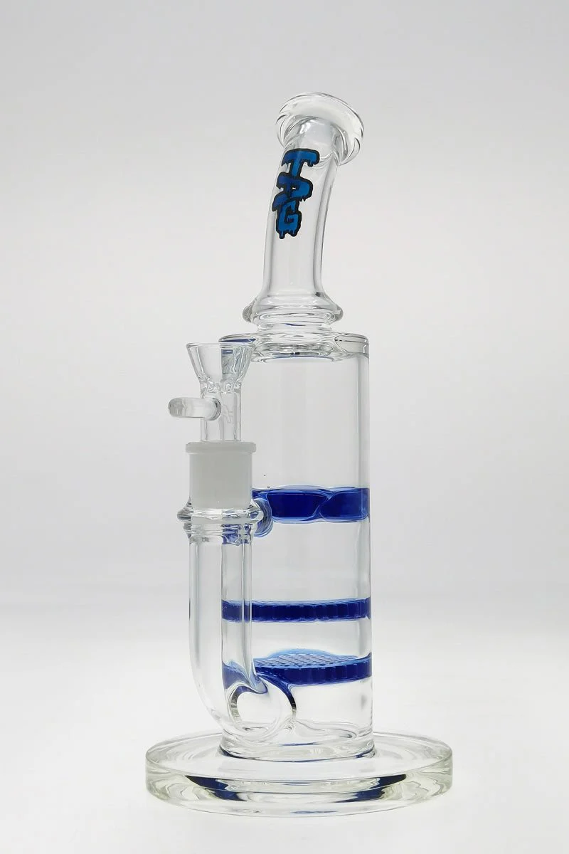 TAG - 12" Bent Neck Double Honeycomb with Spinning Splashguard Bong 65x5MM (18MM Female) - Image 17