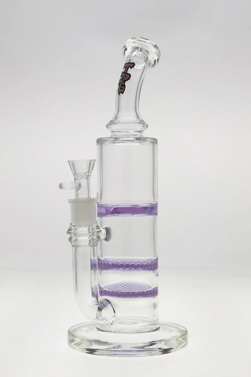 TAG - 12" Bent Neck Double Honeycomb with Spinning Splashguard Bong 65x5MM (18MM Female) - Image 18