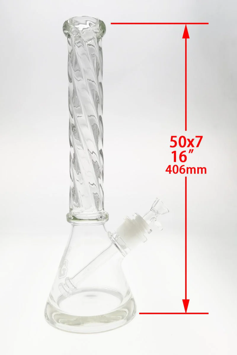 TAG - 16" Beaker Bong w/ Helical Rod 50x7MM - 28/18MM Downstem (4.50") - Image 13