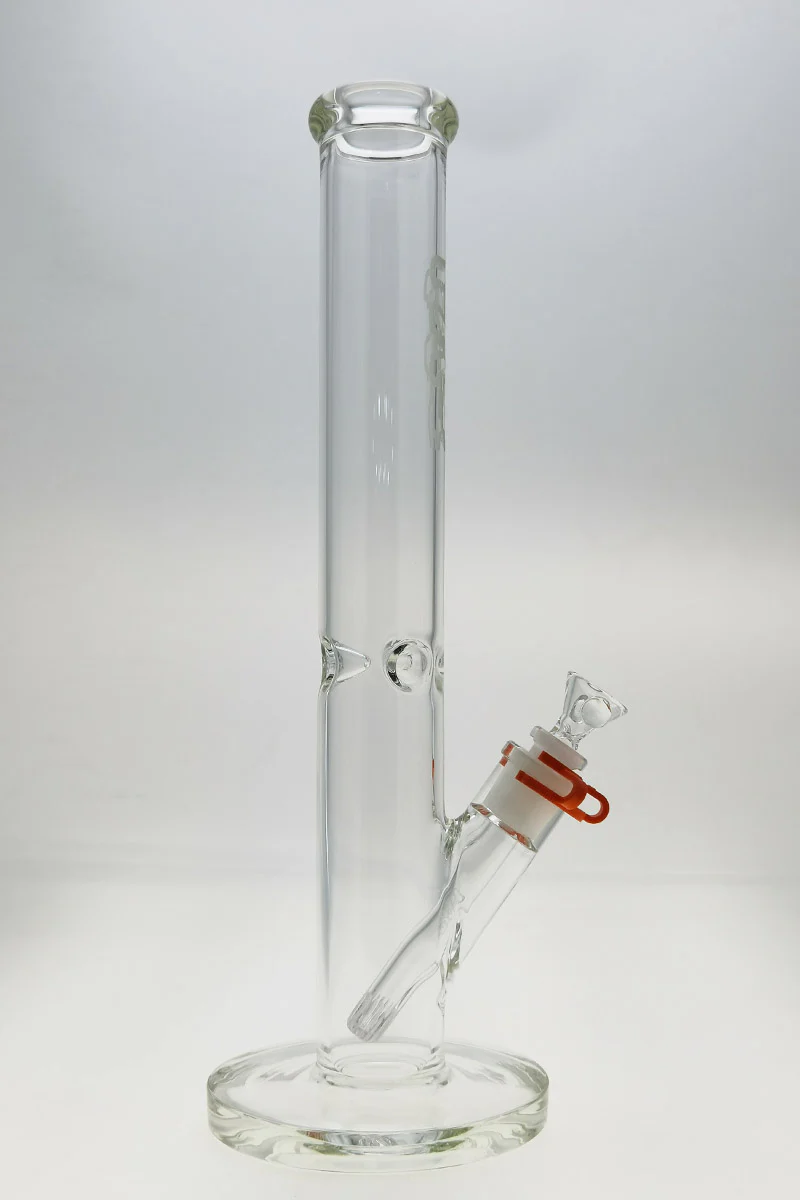 TAG - 16" Straight Tube Bong 50x5MM - 18/14MM Downstem (4.00") Wavy Sandblasted Logo - Clear .01 - Image 15