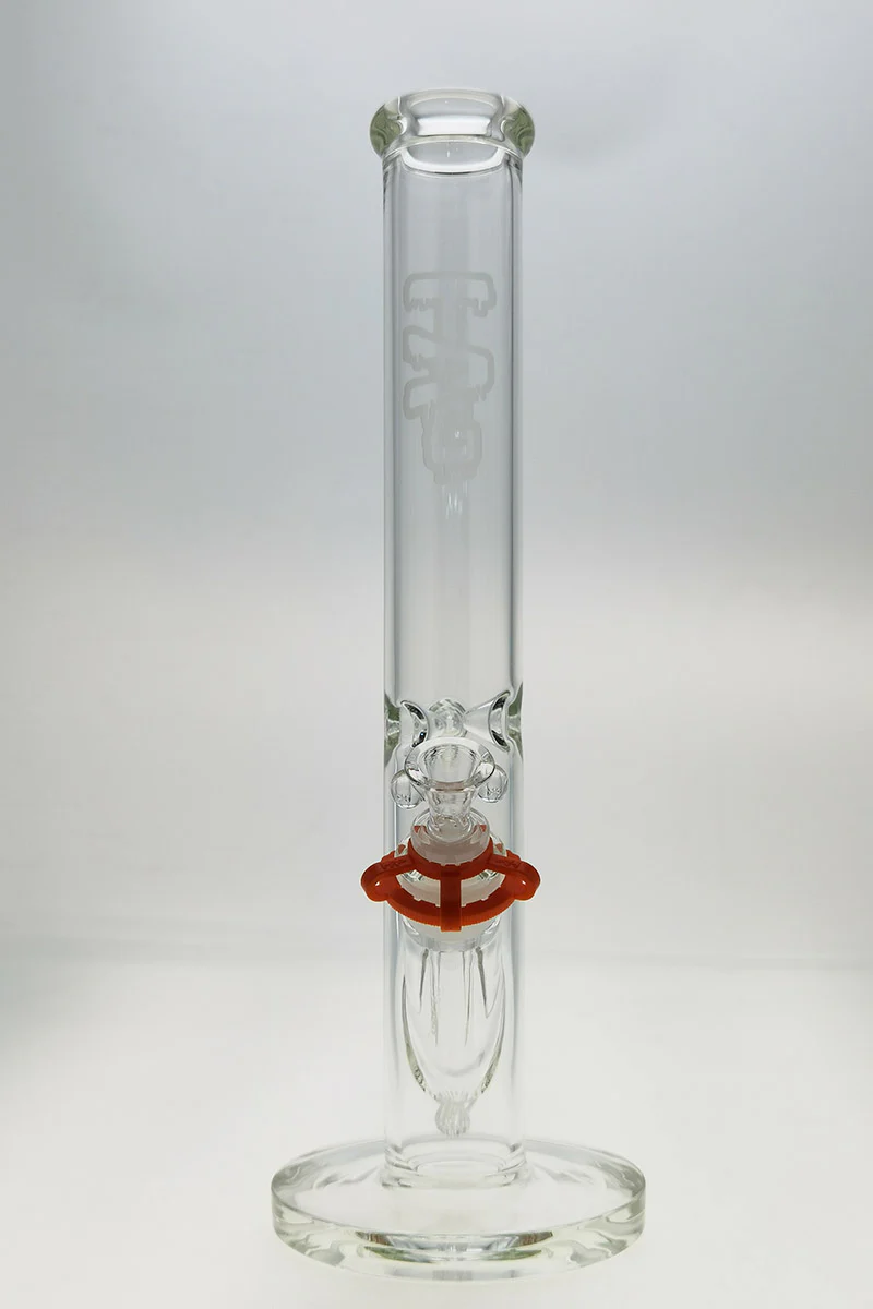 TAG - 16" Straight Tube Bong 50x5MM - 18/14MM Downstem (4.00") Wavy Sandblasted Logo - Clear .01 - Image 16