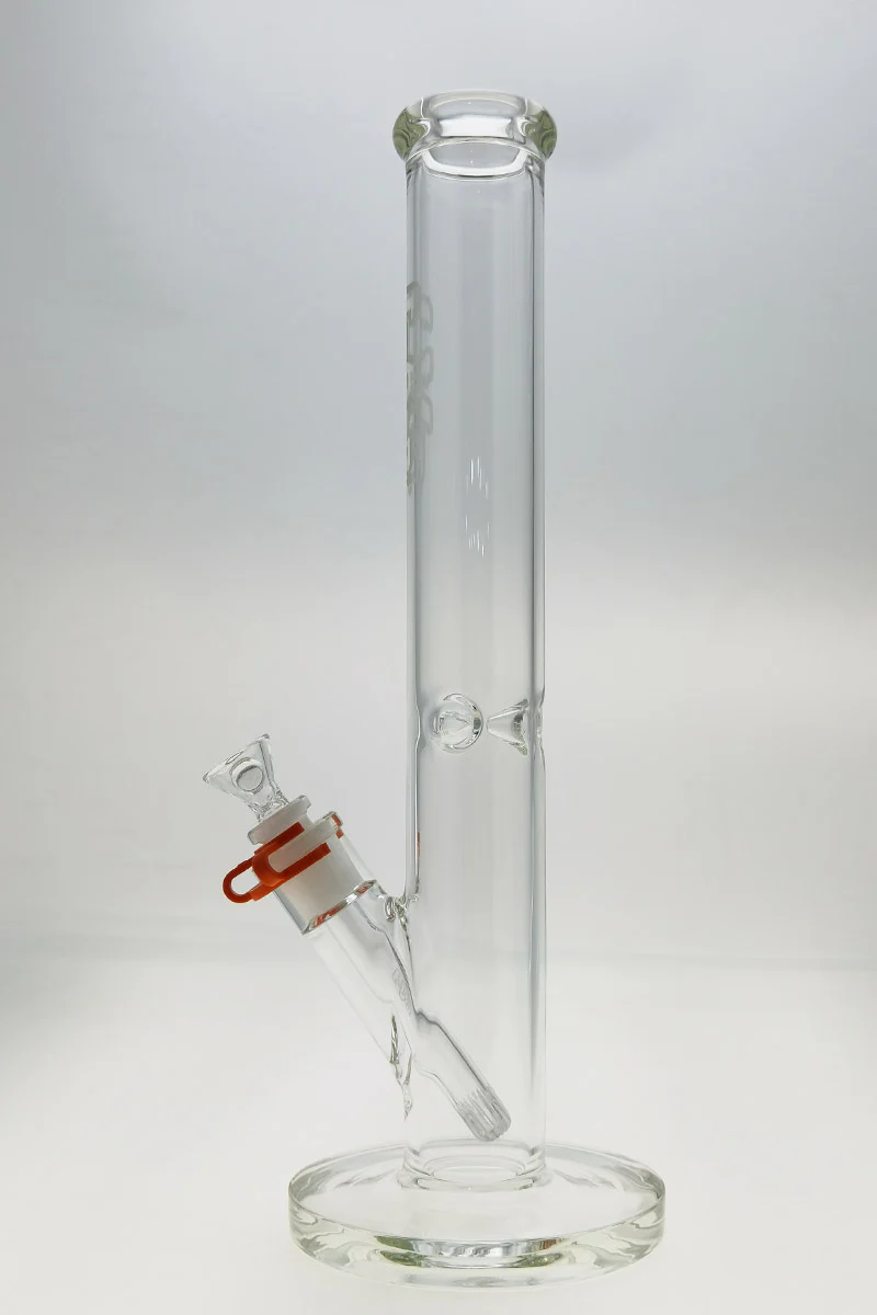 TAG - 16" Straight Tube Bong 50x5MM - 18/14MM Downstem (4.00") Wavy Sandblasted Logo - Clear .01 - Image 17