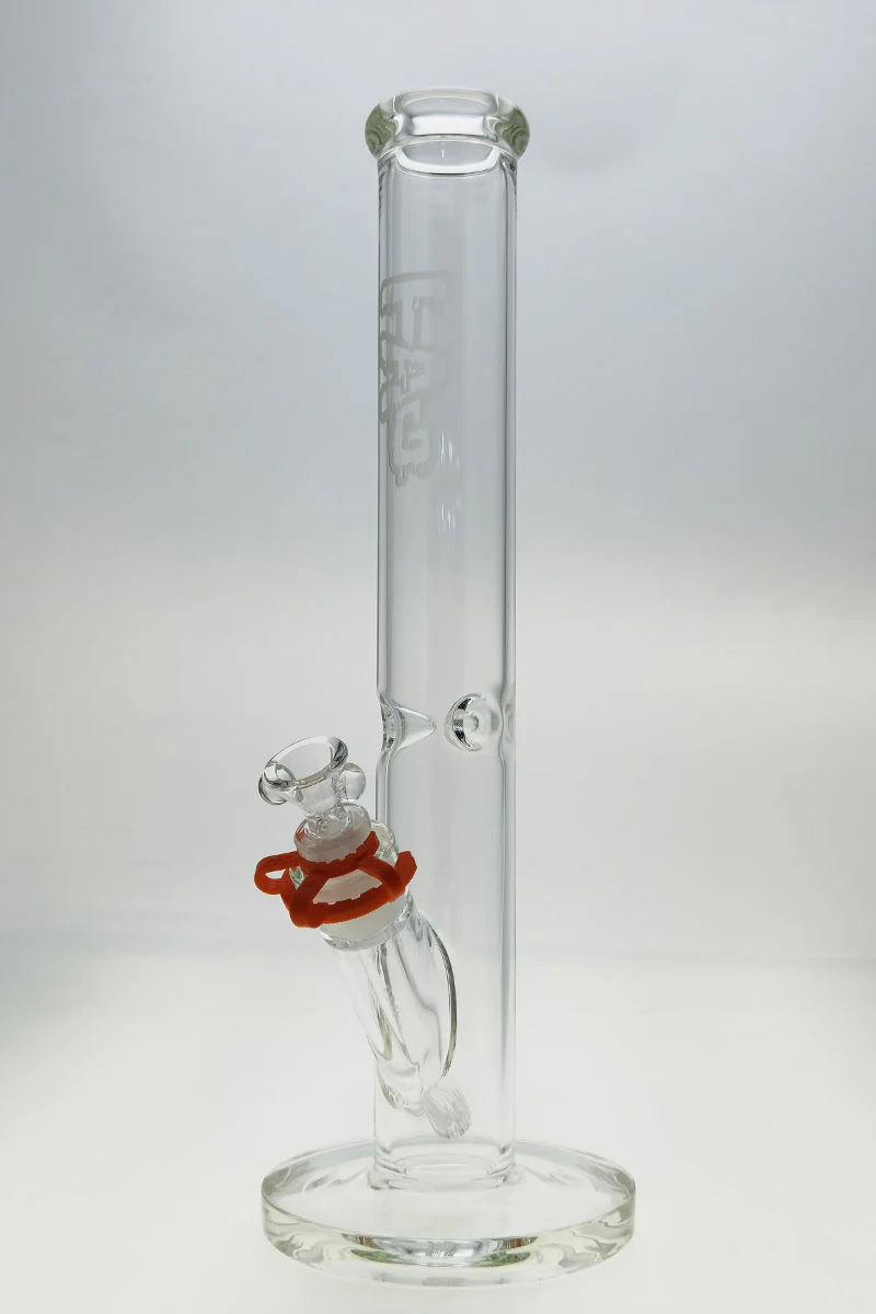 TAG - 16" Straight Tube Bong 50x5MM - 18/14MM Downstem (4.00") Wavy Sandblasted Logo - Clear .01 - Image 19