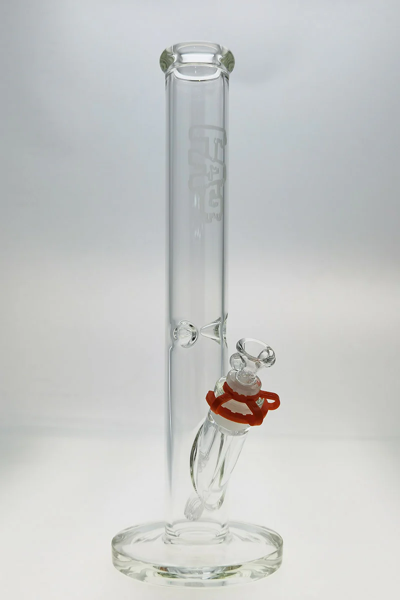 TAG - 16" Straight Tube Bong 50x5MM - 18/14MM Downstem (4.00") Wavy Sandblasted Logo - Clear .01 - Image 20