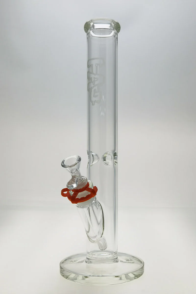 TAG - 16" Straight Tube Bong 50x5MM - 18/14MM Downstem (4.00") Wavy Sandblasted Logo - Clear .01 - Image 5