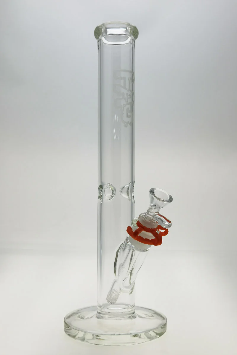 TAG - 16" Straight Tube Bong 50x5MM - 18/14MM Downstem (4.00") Wavy Sandblasted Logo - Clear .01 - Image 6