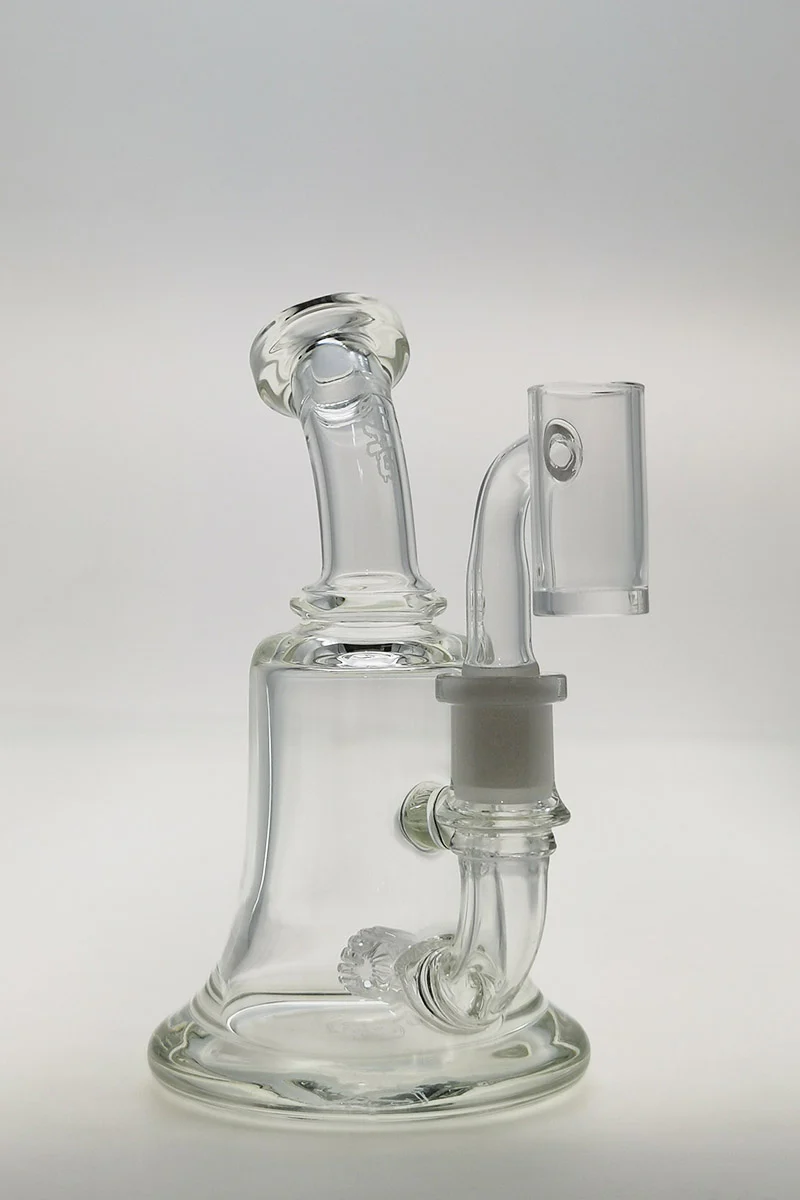 TAG - 6.5" Bent Neck Super Slit Single Showerhead Dab Rig w/ Bellow Base 50x5MM (14MM Female)
