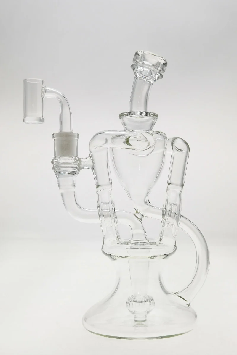 TAG - 10" Twin Arm Super Slit Donut Wormhole Recycler Dab Rig w/ Bellow Base (14MM Female)