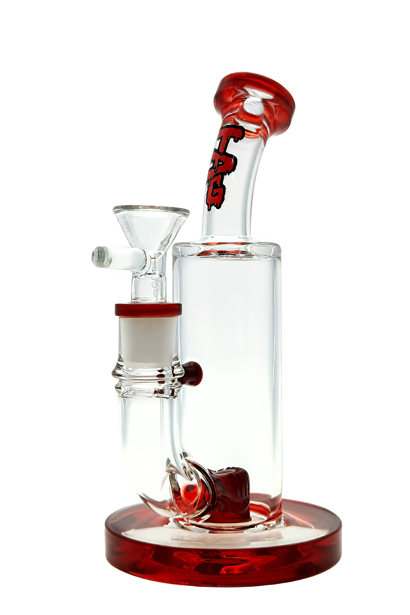 *CLEARANCE* - TAG - 8" Bent Neck Fixed Super Slit Puck Dab Rig 44x4MM (14MM Female) - Image 5