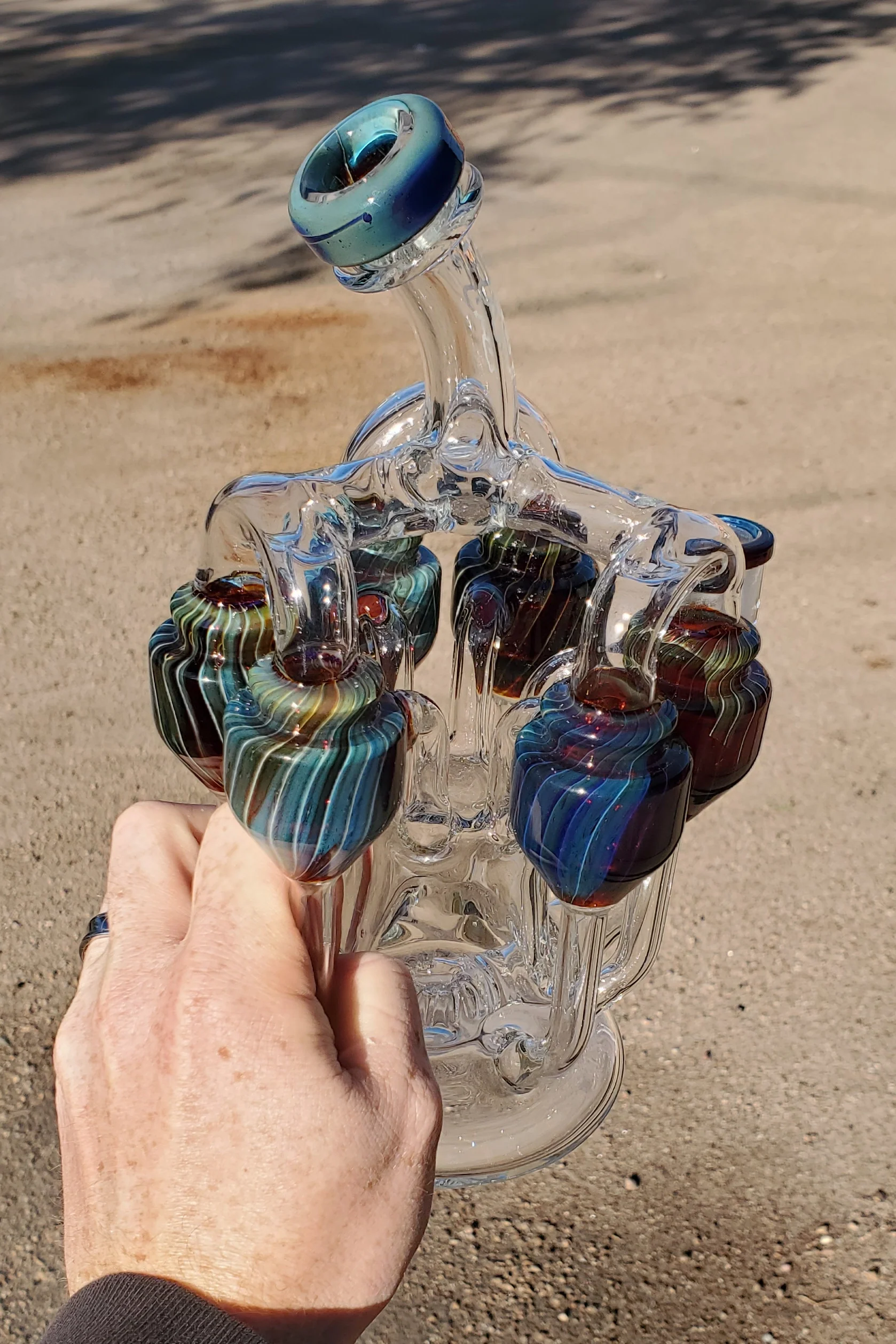 TAG - 8" Donut Perc Sextuple Recycler Dab Rig (14MM Female) - Image 4