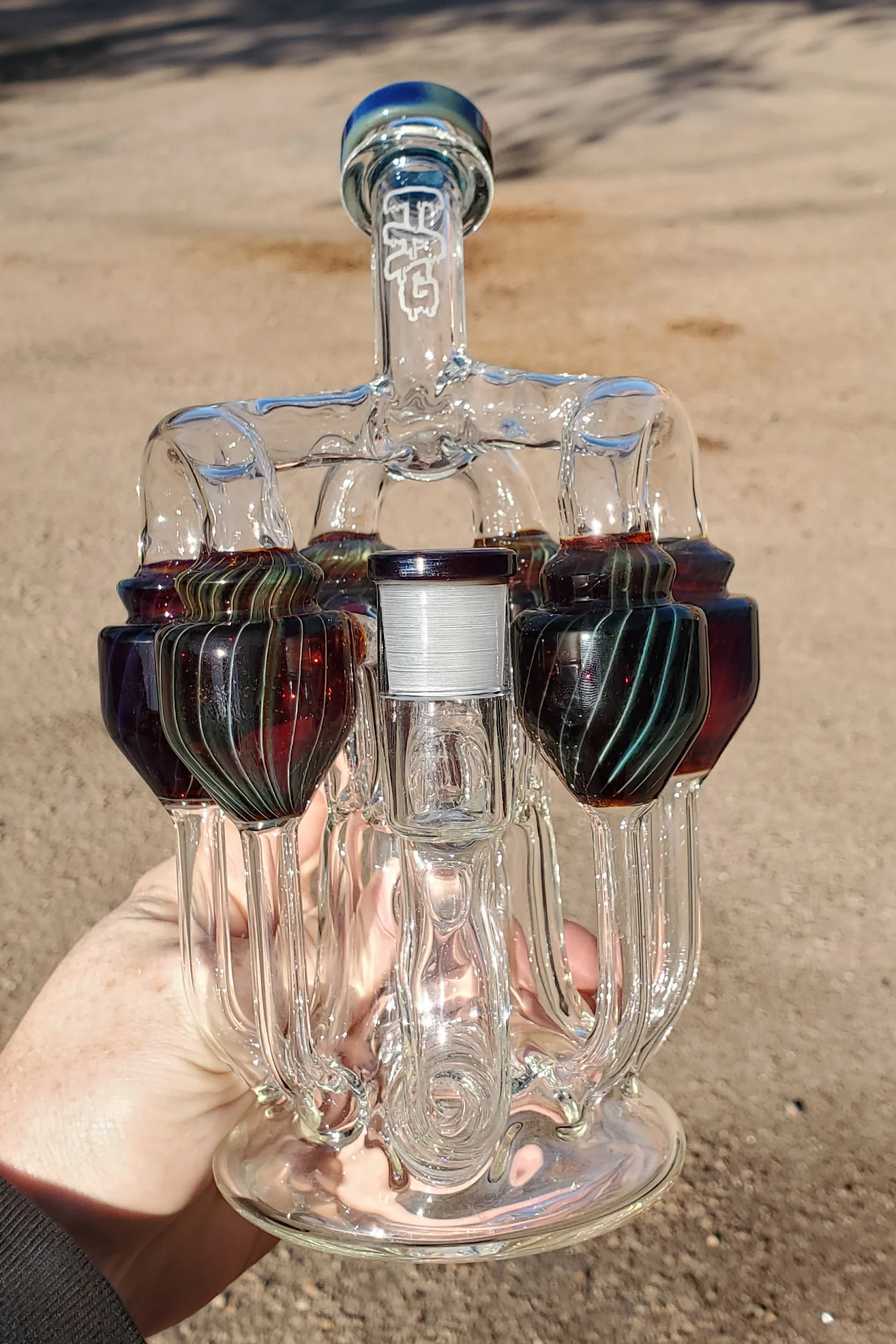 TAG - 8" Donut Perc Sextuple Recycler Dab Rig (14MM Female) - Image 6