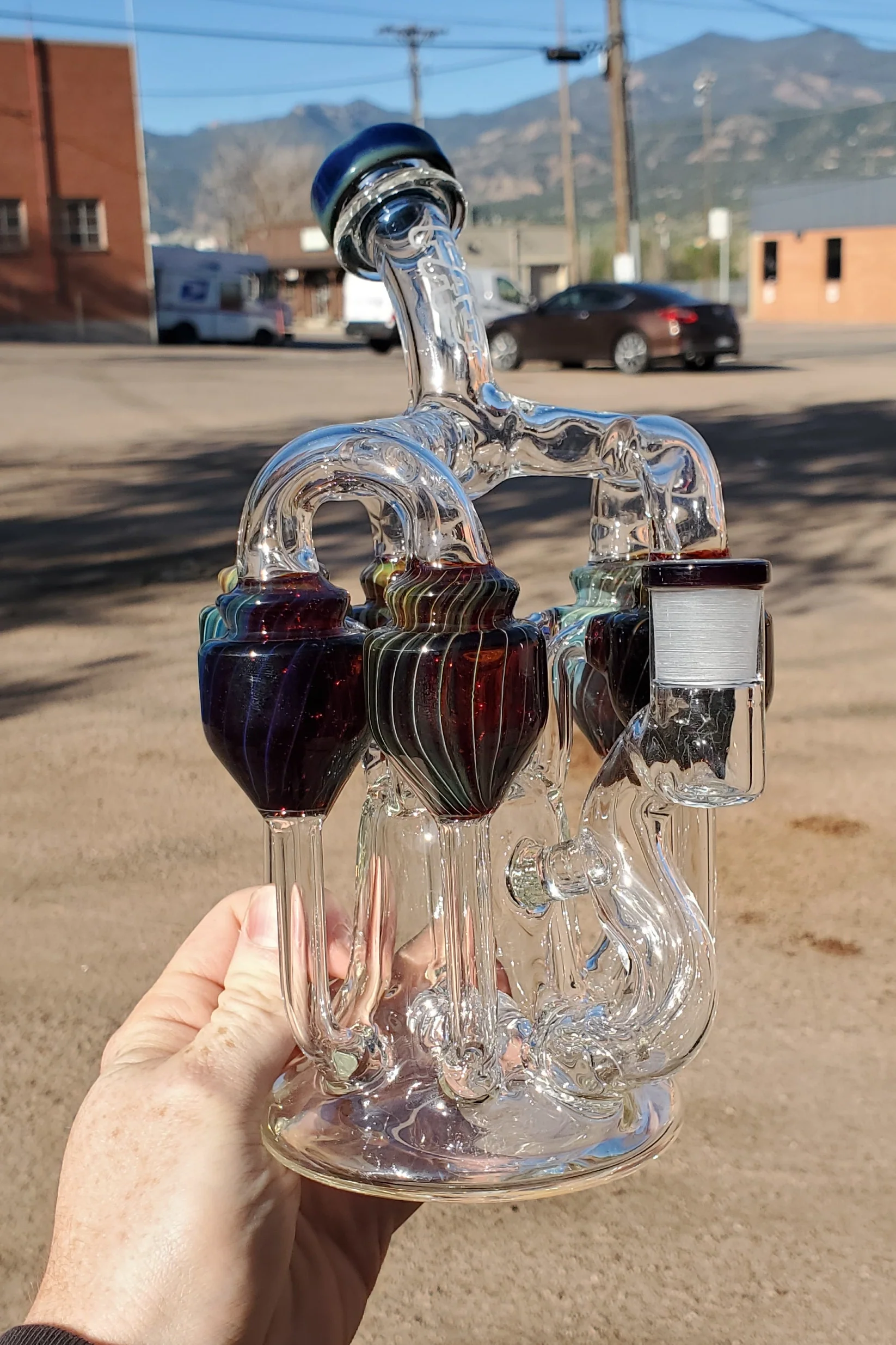 TAG - 8" Donut Perc Sextuple Recycler Dab Rig (14MM Female) - Image 7