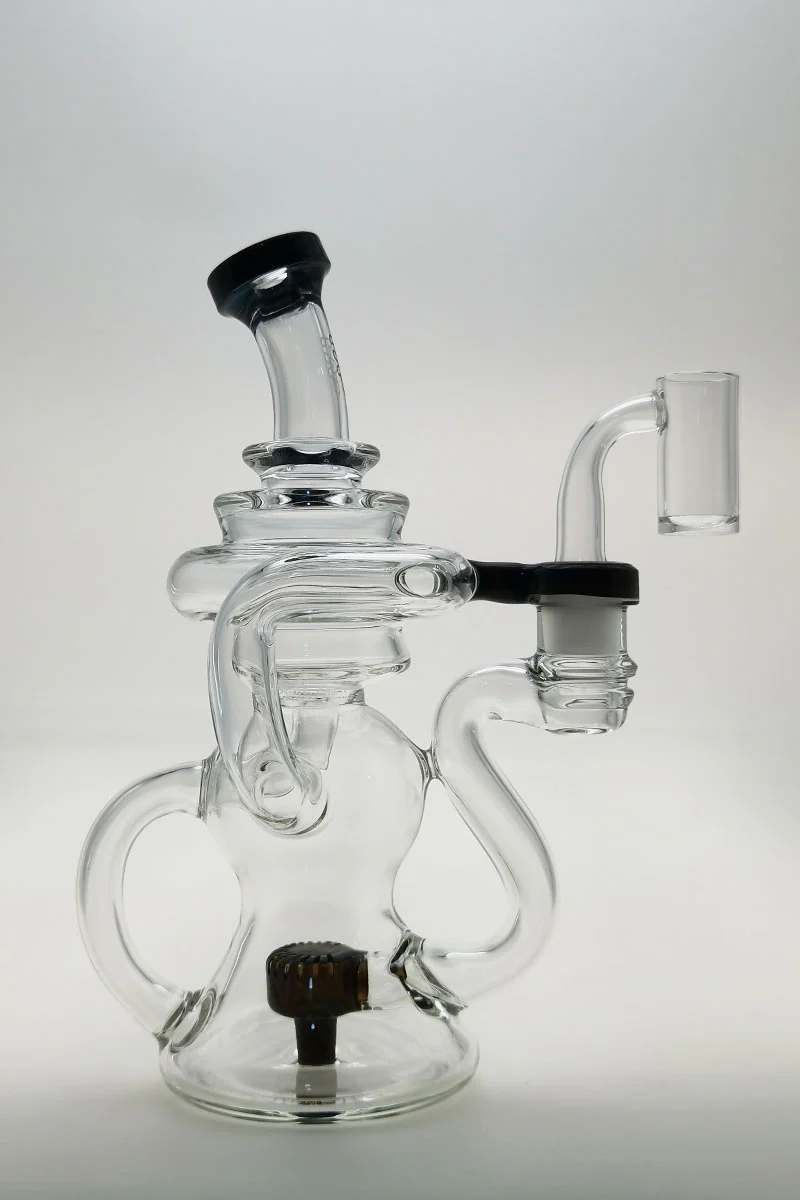 TAG - 8" Recycling Stacked Bellow Ball Bent Neck with Super Slit Puck Diffuser Dab Rig (14MM Female) - Image 100