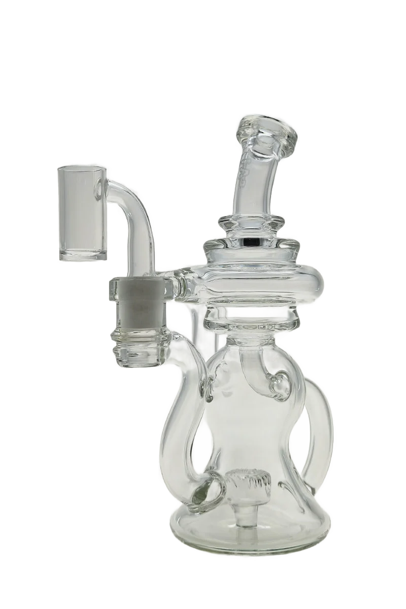 TAG - 8" Recycling Stacked Bellow Ball Bent Neck with Super Slit Puck Diffuser Dab Rig (14MM Female) - Image 102