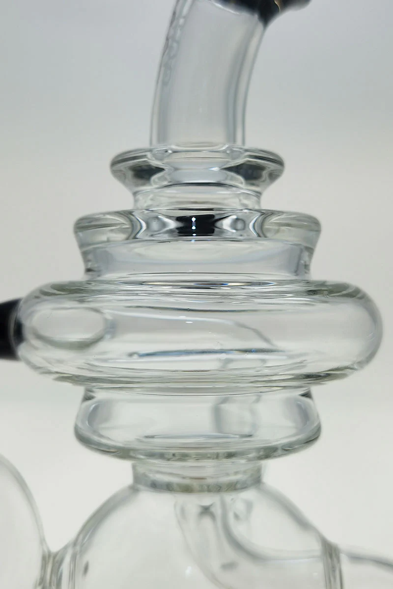 TAG - 8" Recycling Stacked Bellow Ball Bent Neck with Super Slit Puck Diffuser Dab Rig (14MM Female) - Image 12