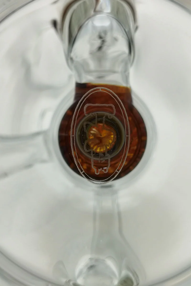 TAG - 8" Recycling Stacked Bellow Ball Bent Neck with Super Slit Puck Diffuser Dab Rig (14MM Female) - Image 19