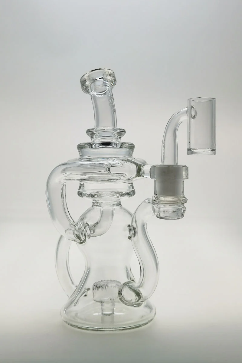 TAG - 8" Recycling Stacked Bellow Ball Bent Neck with Super Slit Puck Diffuser Dab Rig (14MM Female) - Image 25