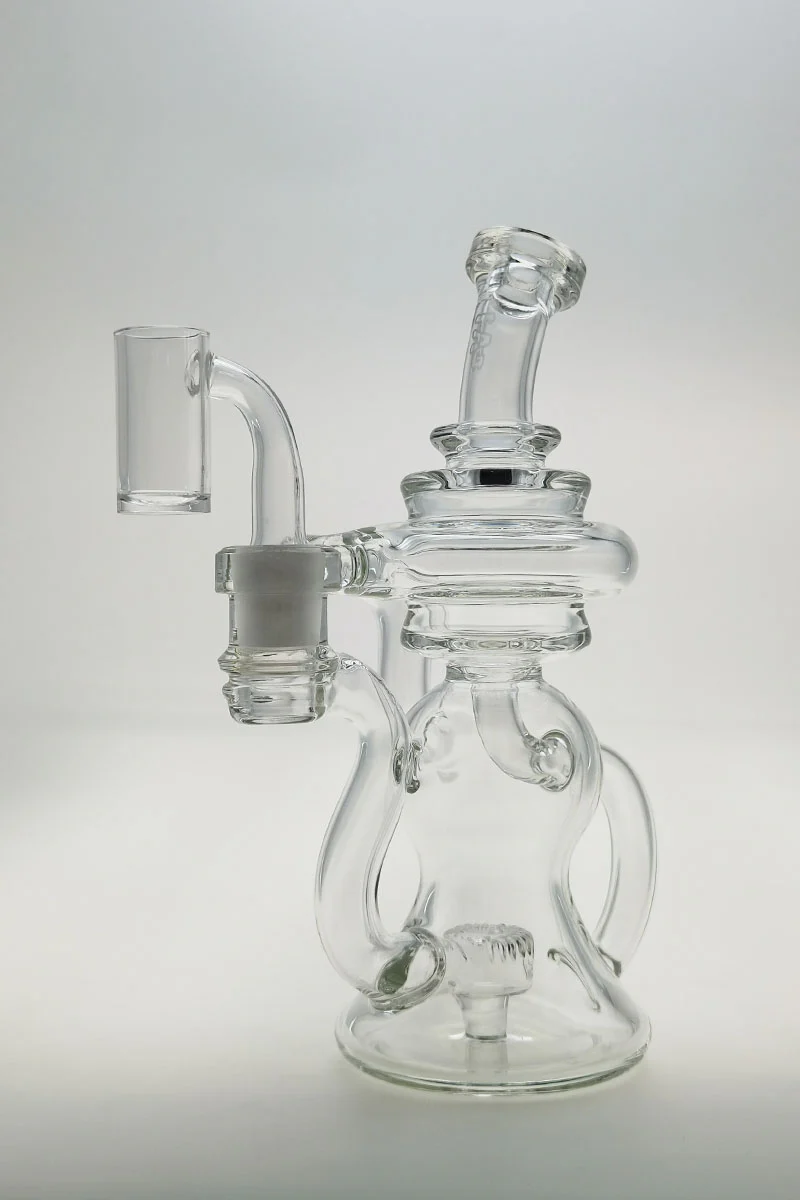 TAG - 8" Recycling Stacked Bellow Ball Bent Neck with Super Slit Puck Diffuser Dab Rig (14MM Female) - Image 26