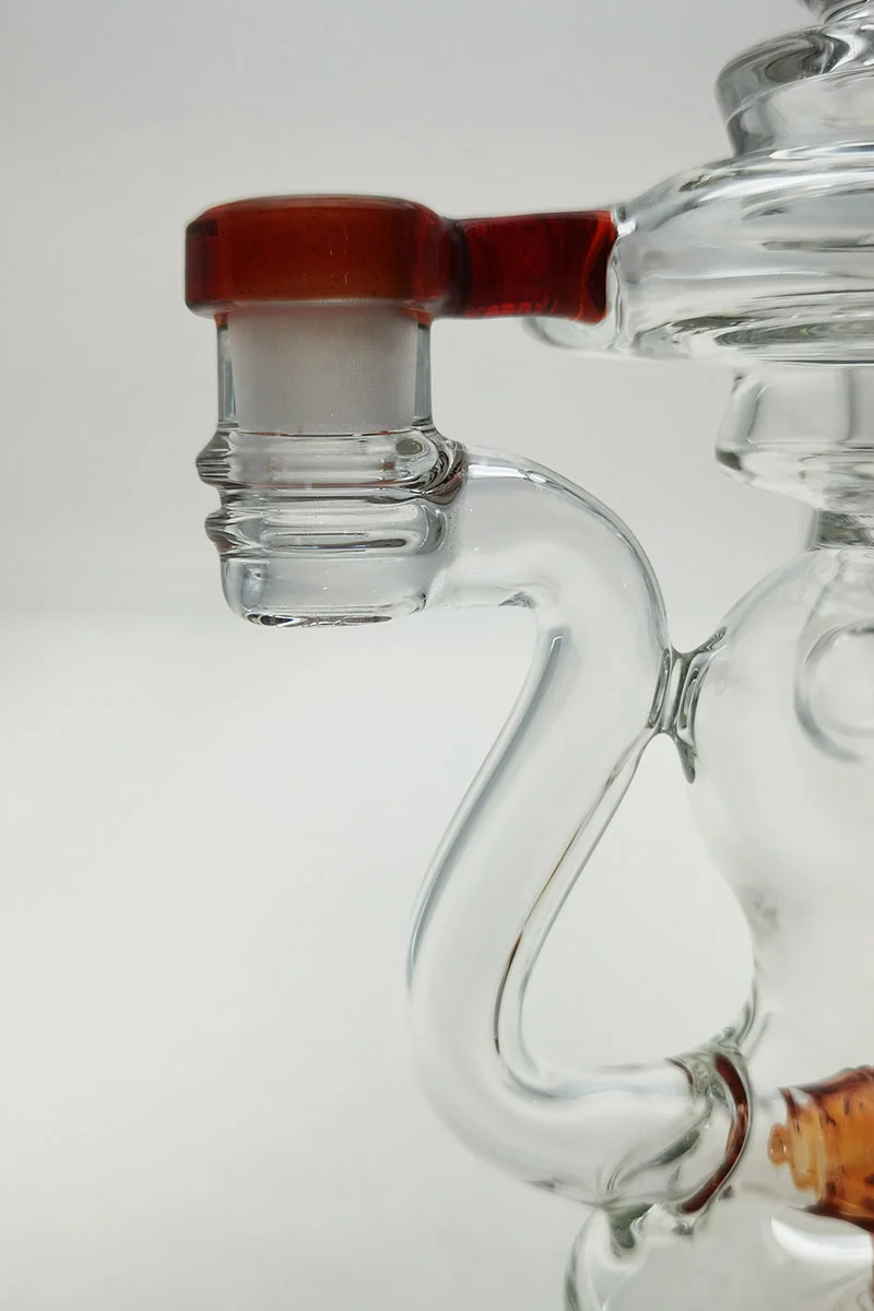 TAG - 8" Recycling Stacked Bellow Ball Bent Neck with Super Slit Puck Diffuser Dab Rig (14MM Female) - Image 43