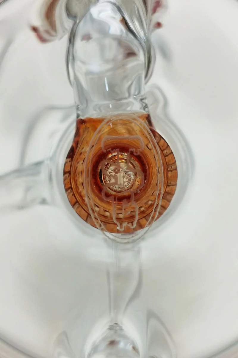TAG - 8" Recycling Stacked Bellow Ball Bent Neck with Super Slit Puck Diffuser Dab Rig (14MM Female) - Image 44