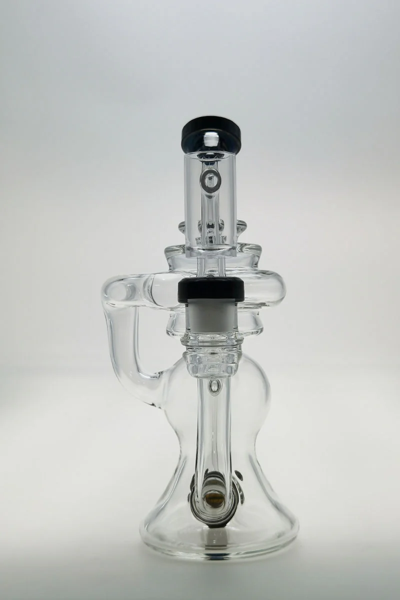 TAG - 8" Recycling Stacked Bellow Ball Bent Neck with Super Slit Puck Diffuser Dab Rig (14MM Female) - Image 47