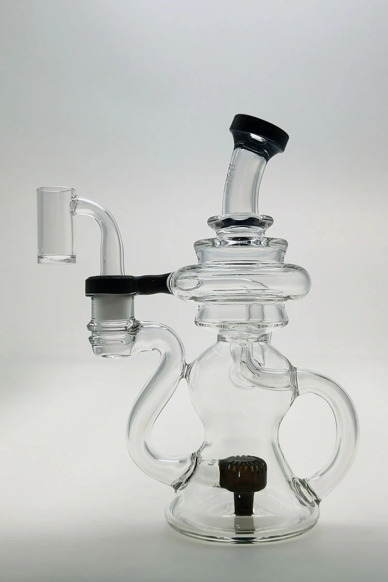 TAG - 8" Recycling Stacked Bellow Ball Bent Neck with Super Slit Puck Diffuser Dab Rig (14MM Female) - Image 48