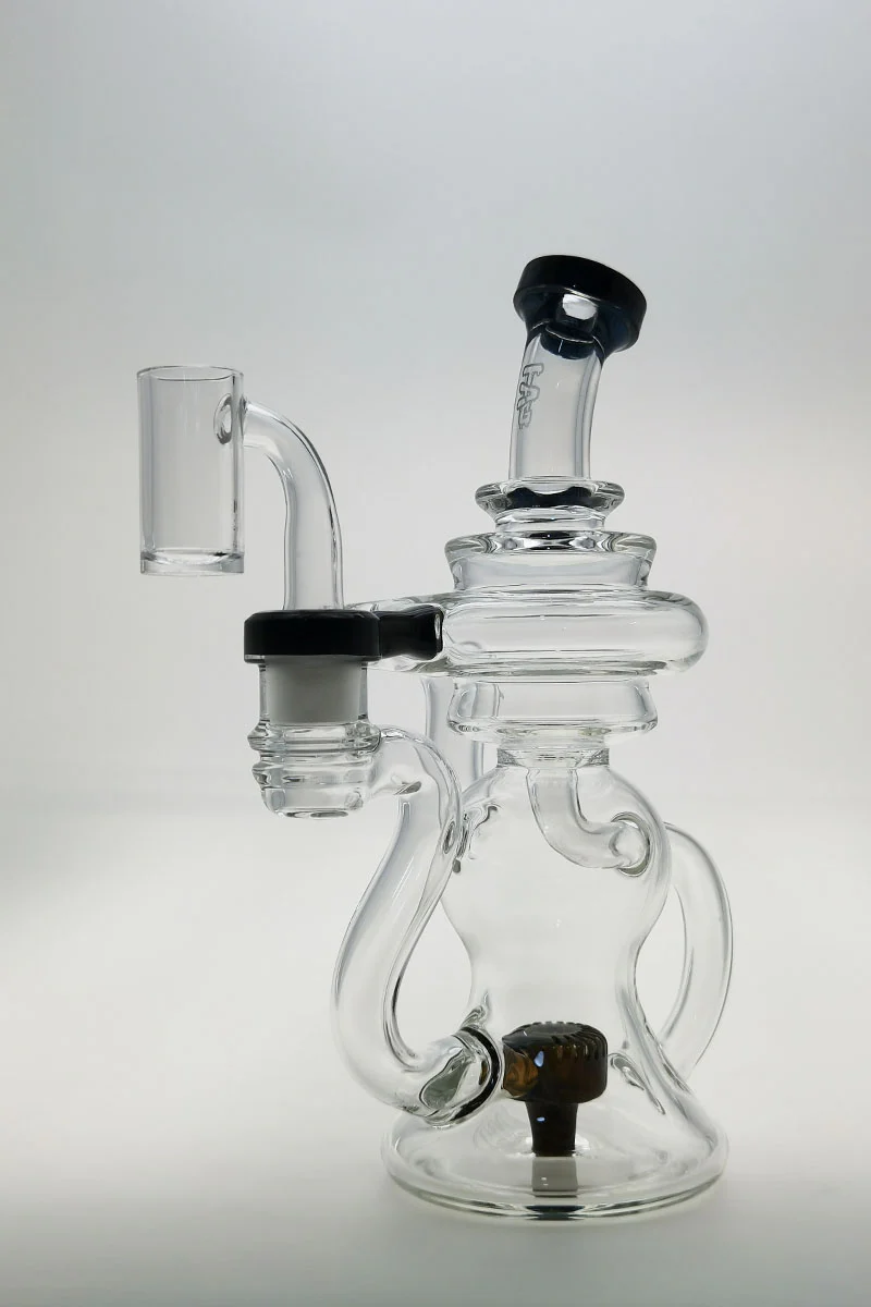 TAG - 8" Recycling Stacked Bellow Ball Bent Neck with Super Slit Puck Diffuser Dab Rig (14MM Female) - Image 50