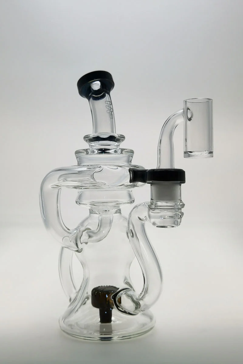 TAG - 8" Recycling Stacked Bellow Ball Bent Neck with Super Slit Puck Diffuser Dab Rig (14MM Female) - Image 51
