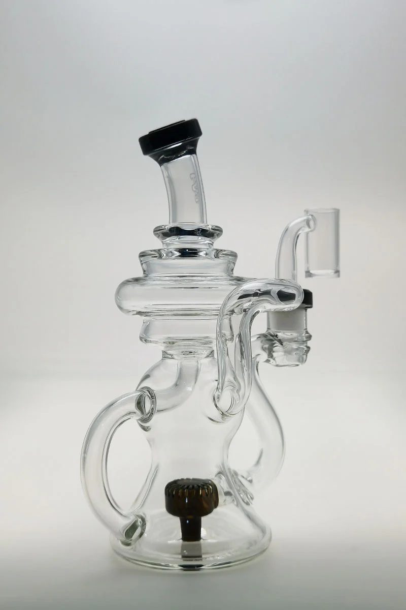 TAG - 8" Recycling Stacked Bellow Ball Bent Neck with Super Slit Puck Diffuser Dab Rig (14MM Female) - Image 52