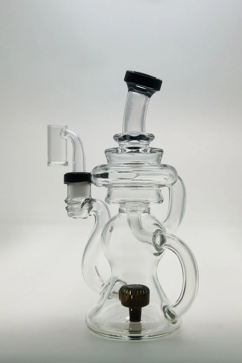 TAG - 8" Recycling Stacked Bellow Ball Bent Neck with Super Slit Puck Diffuser Dab Rig (14MM Female) - Image 53