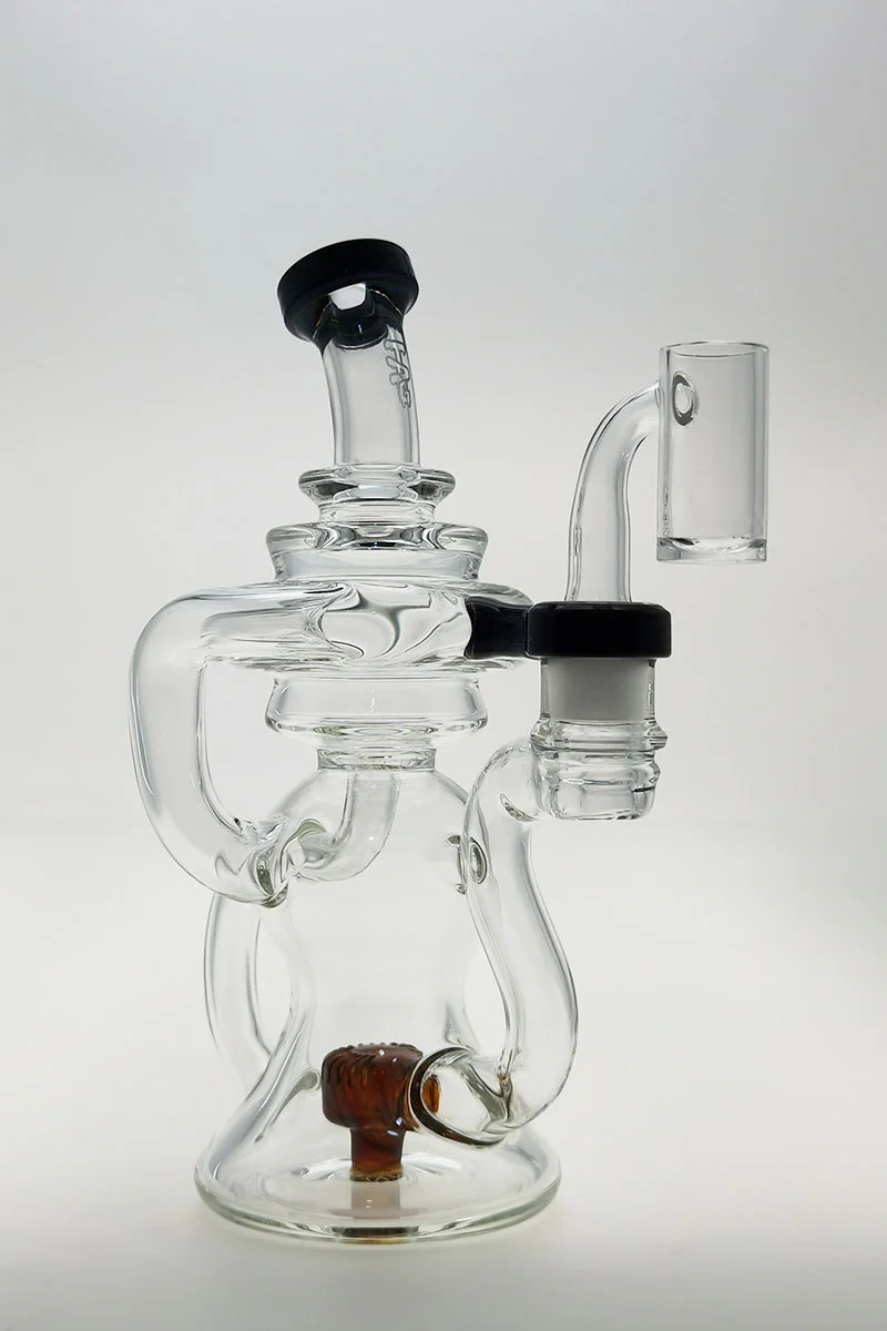 TAG - 8" Recycling Stacked Bellow Ball Bent Neck with Super Slit Puck Diffuser Dab Rig (14MM Female) - Image 6