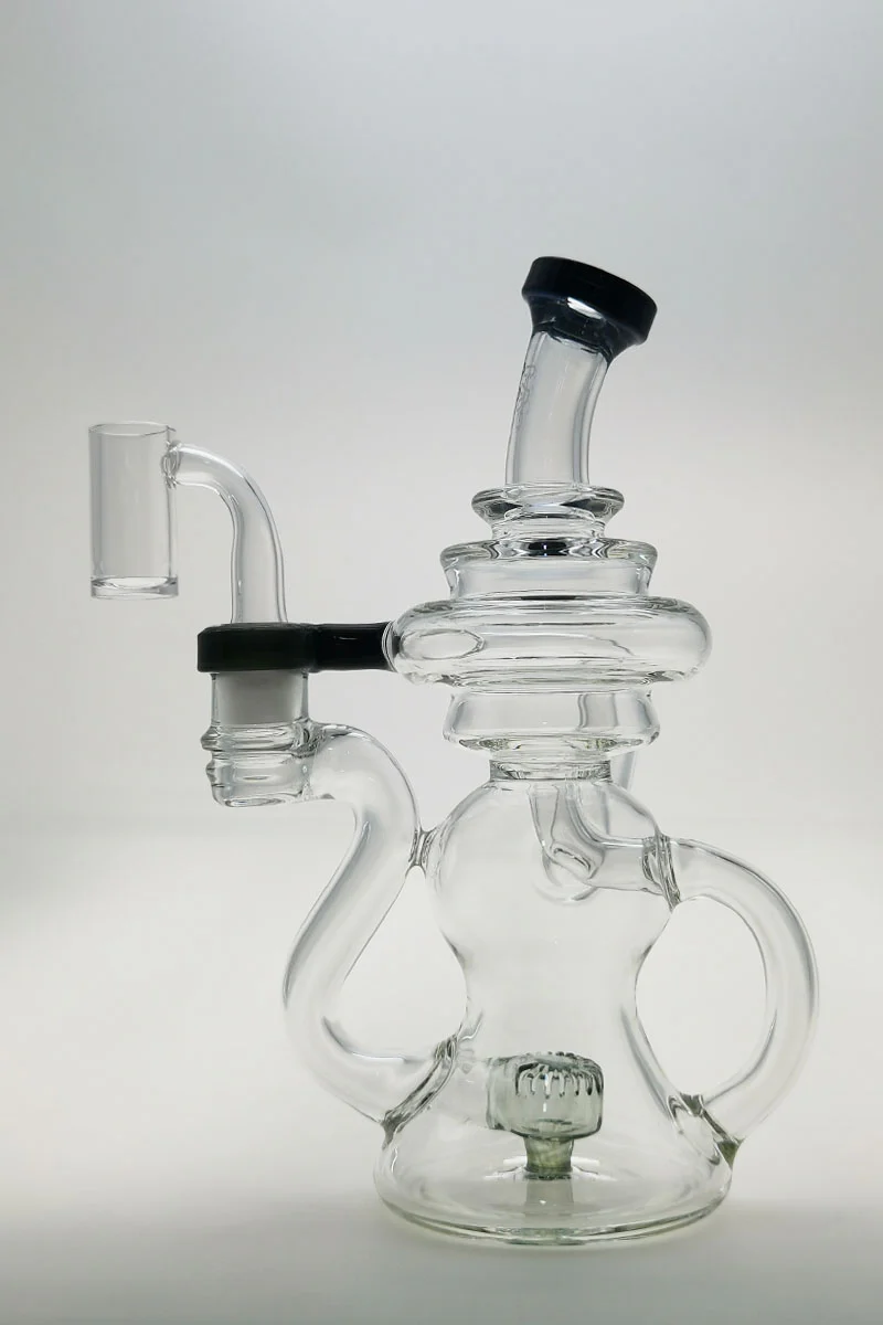 TAG - 8" Recycling Stacked Bellow Ball Bent Neck with Super Slit Puck Diffuser Dab Rig (14MM Female) - Image 67