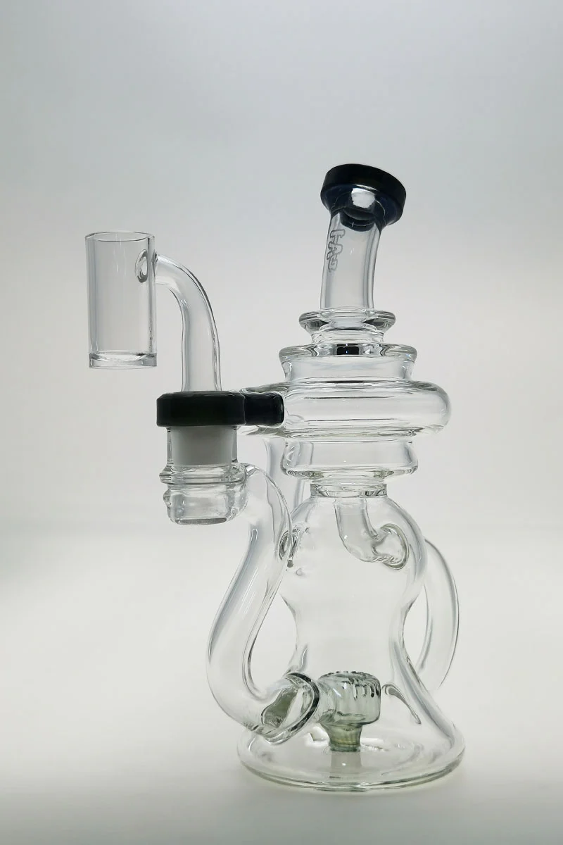 TAG - 8" Recycling Stacked Bellow Ball Bent Neck with Super Slit Puck Diffuser Dab Rig (14MM Female) - Image 69