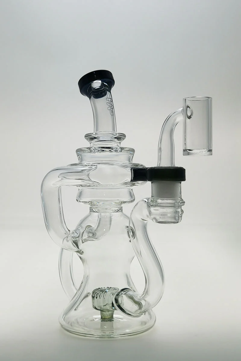 TAG - 8" Recycling Stacked Bellow Ball Bent Neck with Super Slit Puck Diffuser Dab Rig (14MM Female) - Image 70
